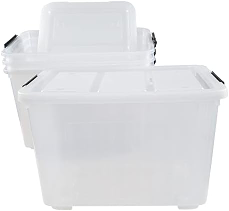 70 Qt Stackable Plastic Storage Bins with Lids, 4 Pack