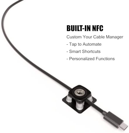 5 Pack Adhesive Cable Management Clips with Blank NTAG 215 NFC Tags, RF Shielded Packaged Cord Holders, Customizable Sma