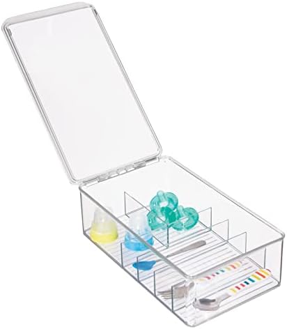 mDesign Stackable Plastic Storage Organizer Container for Kitchen Cabinets, Pantry, Countertops - Holds Kids, Child/Todd