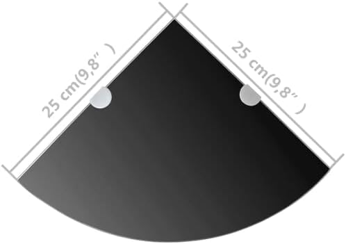 vidaXL Corner Shelves 2 pcs with Chrome Supports Glass Black 9.8" x9.8