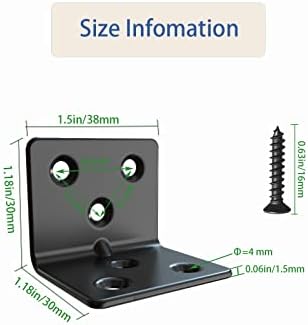 Black Stainless Steel Shelf Bracket,Joint Right Angle Bracket,L Shape Heavy Duty Metal Corner Brace Shelf Supporter for 