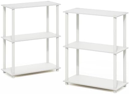 Furinno Turn-N-Tube Storage Shelves Set of 2, 3-Tier Book Shelf, Corner Shelf, Toolless Open Shelves, for Organization a