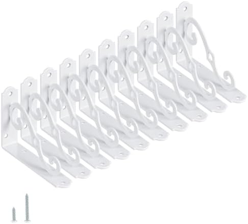HOME MASTER HARDWARE Decorative Shelf Brackets, 5x3.5 inch, White, 10 Pack