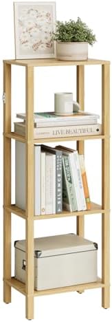 Open Book Shelf, 4 Tier Small Bookshelf, Freestanding Shelf Narrow Bookcase with Open Shelves, 14.96" x 10.63" x 41.26",