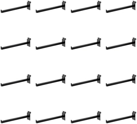 16 Pack Heavy Duty Tube Slatwall Shelf Brackets, Metal Tubular Slat Wall Brackets with Lip, Slatwall Accessories for Gar