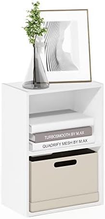 Furinno LUDER 2-Tier Book Shelf, Open Shelves Bookshelf, White