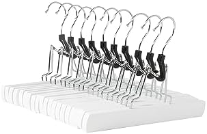 Amazon Basics Wooden Pants Hangers Closet Organizer, White, 10-Pack
