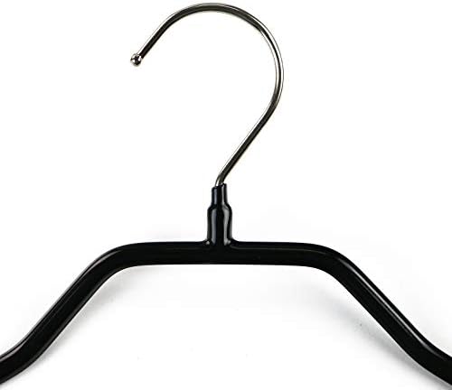 Mawa by Reston Lloyd BodyForm Series Non-Slip Space Savings Clothes Hanger with Pants Bar, 16-1/2", Style 42/LS, Set of 2, Black