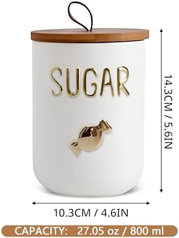 Comeon Ceramic Canister Set with Airtight Seal Bamboo Lid Silicone, 27oz Food Storage Jars for Coffee Sugar Tea, Contain
