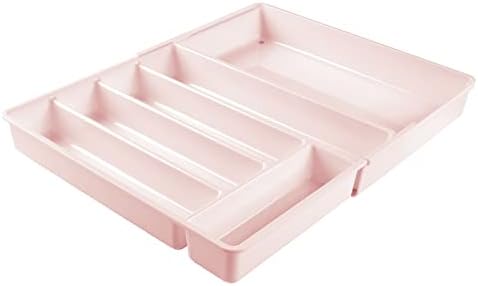 mDesign Adjustable, Expandable Plastic Kitchen Cabinet Drawer Storage Organizer Tray - for Storing Organizing Cutlery, S