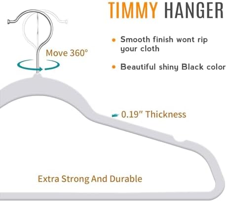 TIMMY 50 Pack Plastic Clothes Hangers, 17.7 in, Gray, Non-Slip, Heavy Duty