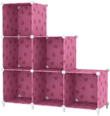 UNKU 6 Cube Storage Organizer, Closet Organizer Storage Shelves,Pink
