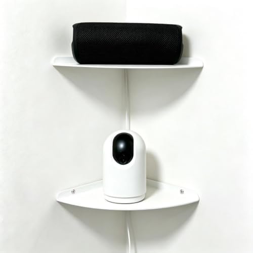 Small Floating Corner Shelves Metal Corner Wall Mounted Shelf Curved Corner Hanging Shelving for Bathroom, Kitchen, Livi