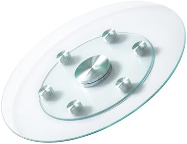 VEVOR 24 in Glass Lazy Susan Turntable, Tempered Glass Dining Table Centerpiece with 6 Rotating Wheels, 360° Smooth and 