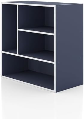 HOMES: INSIDE + OUT Apexa 4-Vertical Storage Organizer Shelves, Stackable Wood Bookcase for Organization, Dorm Teen Room