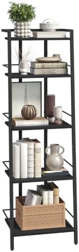 MAHANCRIS 5-Tier Book Shelf, Ladder Shelf, Bookcase, Ladder Shelving Unit