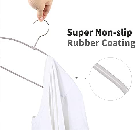 TOPIA HANGER Metal Hangers 30 Pack, Non Slip Clothes Hangers Space Saving, Heavy Duty Rubber Coated Wire Hanger for Coat, Shirt, Dress, Pants-Grey, CT12G30
