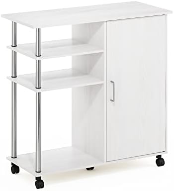 Furinno Helena Rolling Cart, 4-Tier Rolling Utility Cart with Closed Cabinet, Storage Cart, for Office, Living Room, Kit