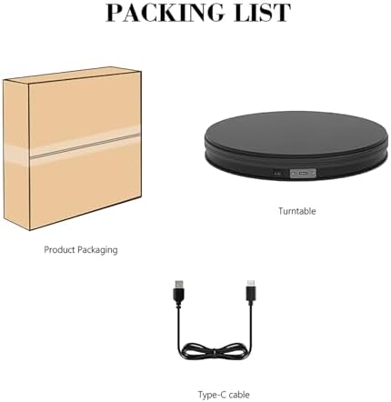 YVV Black 13.8in Rotating Display Stand, USB Powered 360 Rotating Turntable, Electric Turntable Display for Product Phot