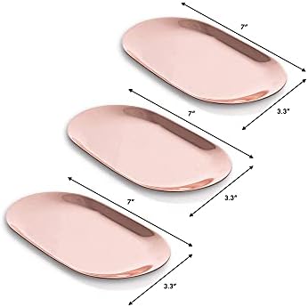 Rose Gold Stainless Steel Tray Set of 3, 7 Inch Small Vanity