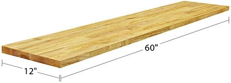 BenchPro Floating Shelf Wall Mounted Solid Butcherblock Shelf 12" Depth x 60" Length x 1" Thick Highest Grade Lumber - N