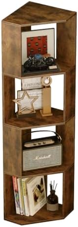 ALISENED 4-Tier Corner Bookshelf,Small Bookcase,Tall Corner Storage Stand