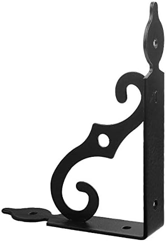 Acrux7 5 inch Decorative Shelf Brackets 4 Pack Heavy Duty Black Metal Shelf Brackets with Screws, Shelf Support Angle Br
