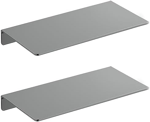Danpoo 8 inch Gray Small Floating Shelves for Wall Organizer & Storage, Mini Display Shelves, Metal Wall Shelves for Bat