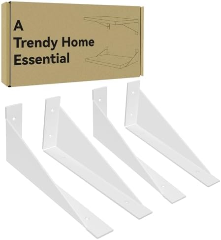 BRATA Wall Shelf Brackets 12 Inch White, 4 Pack, Brackets for Shelves