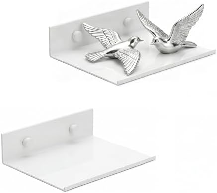 Z metnal Small Floating Shelves, Renter Friendly Mini Metal Display Shelf for Collection Action Figures, Aluminum, Adhes