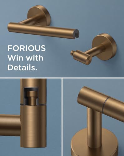FORIOUS Toilet Paper Holder Wall Mount, Stainless Steel Rustproof Double Post Pivoting Tissue Roll Holder for Bathroom, 
