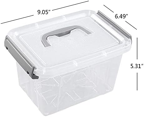 6 Pack Plastic Storage Container, 3L Small Latching Storage Box