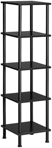 HOOBRO 5-Tier Corner Shelf Stand, Corner Square Rack Display Shelf, Tall Storage Rack Plant Stand, Corner Bookcase for S