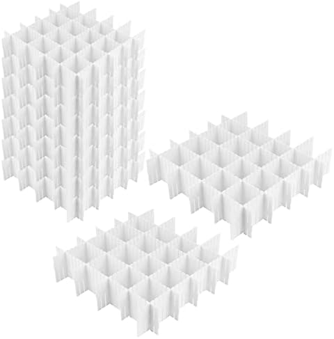 JOIKIT 64 Pack White Plastic DIY Grid Drawer Dividers, Adjustable Drawer Divider Organizer, Household Storage Makeup Soc