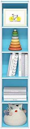 Furinno PASIR Book Shelf, 5-Tier Modern Bookshelf, Open Shelves Bookcase 9 x 12 x 52, Easy Assembly, for Living Room, Be