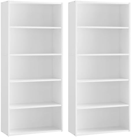 VASAGLE Set of 2 Bookshelves, 23.6 Inches Wide, 4-Tier Open Bookcases