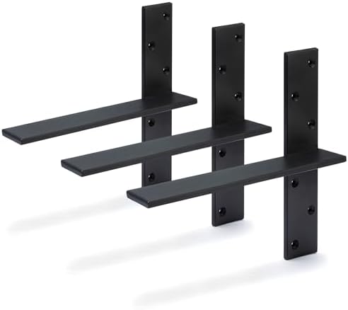 Free Hanging Countertop Support Bracket 12" Lx2.5 W 3 Pack Heavy Duty Hidden Floating Wall Shelf Bracket 3/8" Thick for 