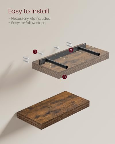 VASAGLE Wall Shelves, Floating Shelves, Set of 5, 8 x 15.7 x 1.5 Inches