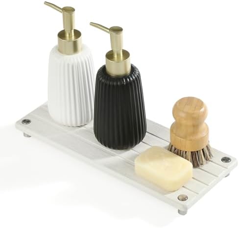 Razborci Instant Dry Sink Caddy Kitchen Sink Organizer, Quick Drying Stone Tray Diatomite Sponge Holder Soap Dish, Bathr