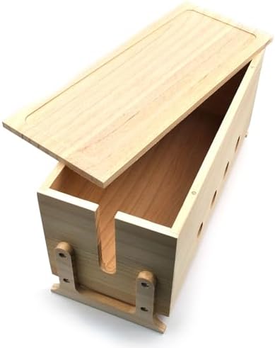 Large Wood Cable Management Box, Natural Cord Organizer 14.2"