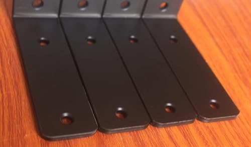 6 Pack - L 5" x H 2" x W1.5, 5mm Thick Black L Shelf Bracket, Iron Shelf Brackets, Metal Shelf Brackets, Floating Shelf,
