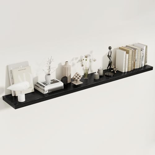 Fun Memories 72 Inch Floating Shelves for Wall, 8 Inch Deep Floating Shelf, Large Shelves with Invisible Bracket for Boo