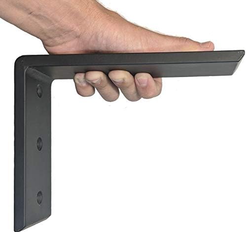 Dmax Heavy Duty L Brackets Black Steel 6 x 8 | 5 Pack | Hidden Countertop Support Brackets | 3/8 Thick, Holds 150 lbs | 