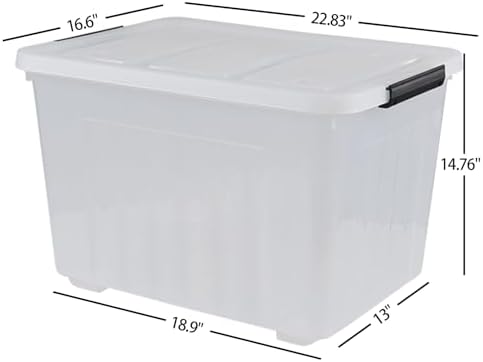 Wekioger 70 Quart Large Lidded Storage Bin 4 Packs, Latching Storage Box