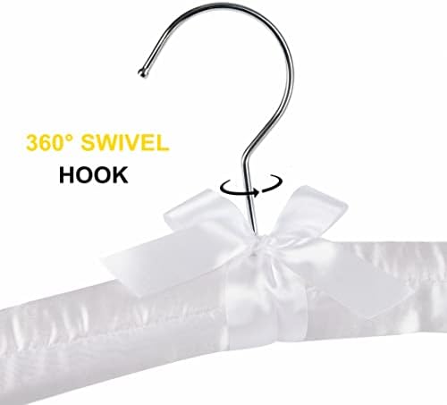 Amber Home 10 Pack Large White Satin Padded Hangers for Women Clothing 17"