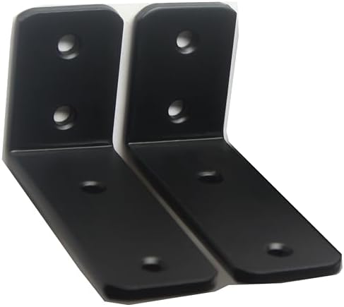 2 Pack - L 4" x H 2" x W1.5, 5mm Thick Black L Shelf Bracket, Iron Shelf Brackets, Metal Shelf Brackets, Floating Shelf,