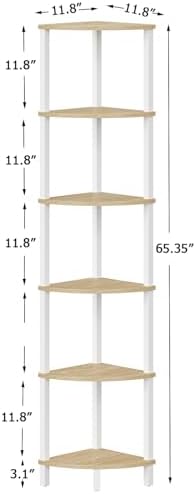 Corner Shelf, 6-Tier Corner Bookshelf, Industrial Corner Ladder Shelf, DIY Storage Shelves, Rustic Display Shelf for Liv