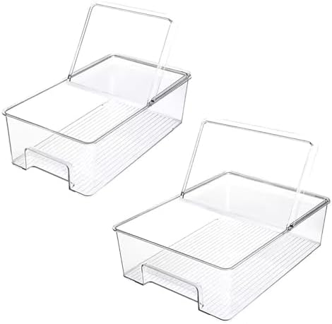 SANNO Freezer Containers Food Storage Containers Fridge Containers Plastic Organization Storage Bin for Fridge, Freezer,