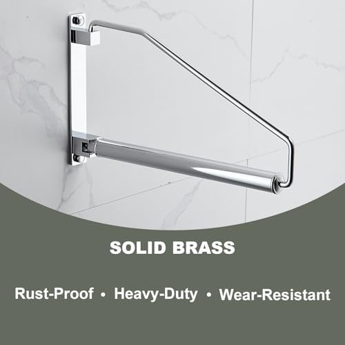 NEWRAIN Laundry Hanger, Wall Mounted Clothes Hanger with Swing Arm Holder Brass Hanging Drying Rack Space Saver,Chrome (Pack of 3)