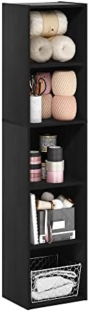 Furinno PASIR Book Shelf, 5-Tier Modern Bookshelf, Open Shelves Bookcase 9 x 12 x 52, Easy Assembly, for Living Room, Be